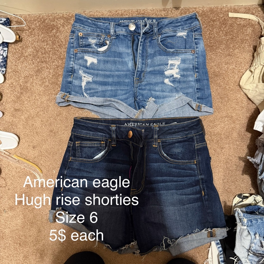 American Eagle Outfitters Light and Dark Blue Jean Shorts